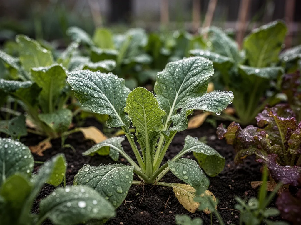 Plan de potager organisé avec allées en pavés, bacs en bois et plantes en rangs